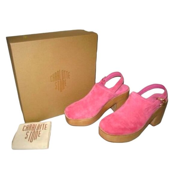 NIB CHARLOTTE STONE 13 Bonnie Platform Clogs Slingback Suede in Fandango Pink - Picture 2 of 4